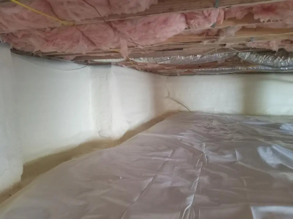 Crawl space encapsulation with closed-cell spray foam for Roof Leak Repair in Benton